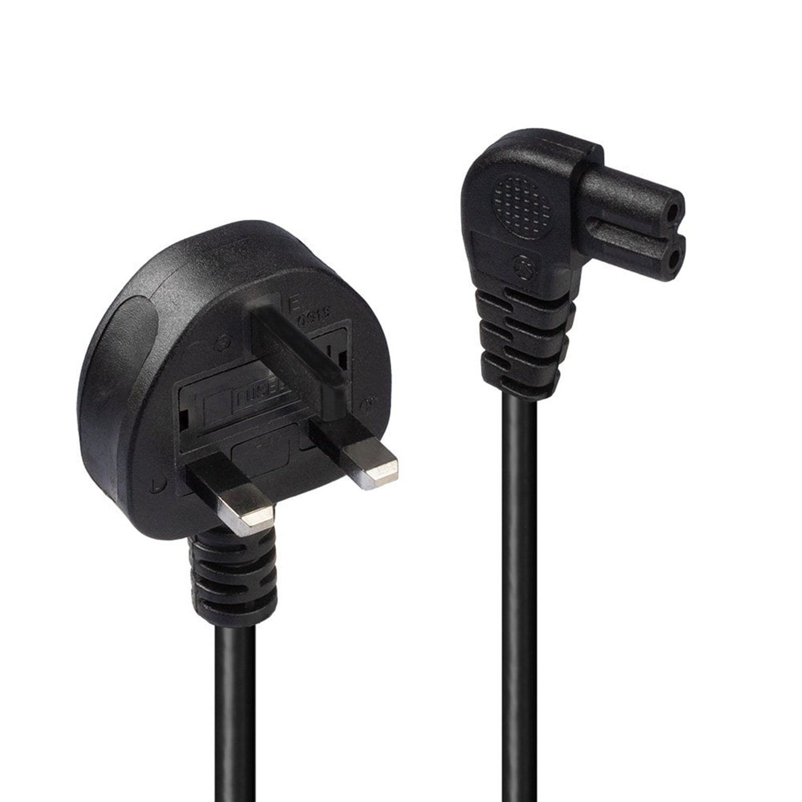 Lindy 0.5m Right Angle IEC C7 Power Cable - UK Plug Black 3A Lindy 0.5m Right Angle IEC C7 Power Cable - UK Plug Black 3A